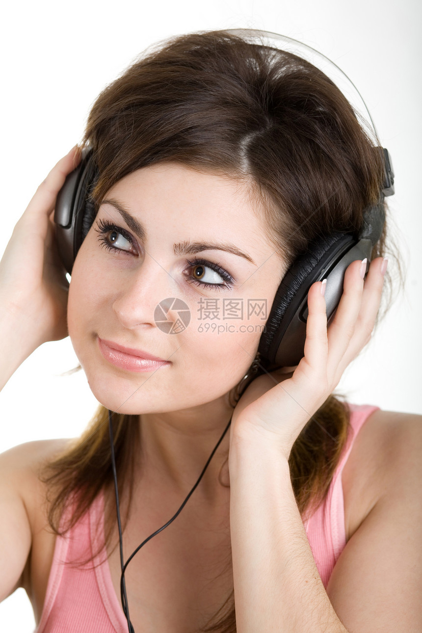 享受娱乐玩家休闲耳机女士生活技术头发活动女孩音乐图片