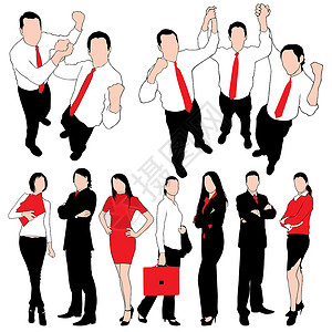 展示姿势商业人民轮光片集  组织在白色背景上被孤立领导经理职业员工管理人员女士展示推介会套装办公室设计图片