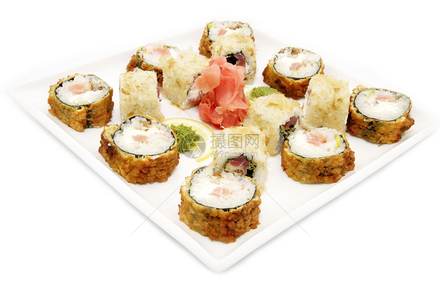 劳斯莱斯美食家海藻寿司芝麻餐厅红色海鲜鱼子美食鳗鱼图片