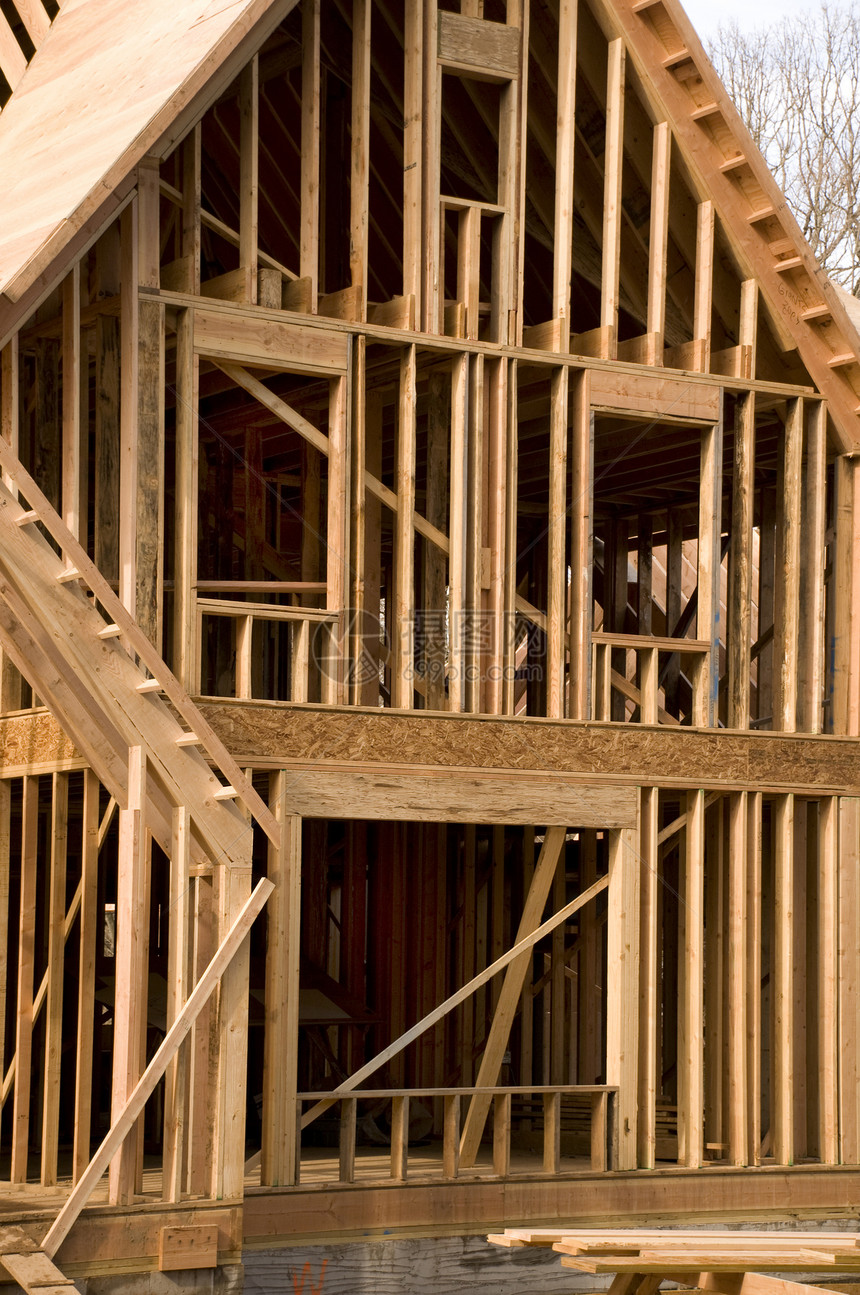 建筑构筑阶段房屋部分建设阶段的建造房子构造框架木头构图住房木材图片