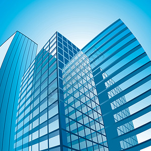 摩天大楼商业鱼眼外观建筑学建筑反射玻璃光栅化办公室进步背景图片