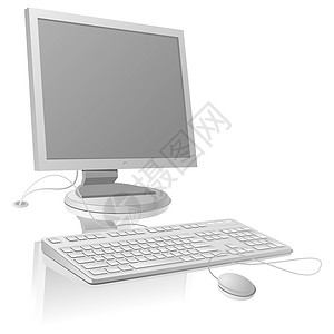 LCD 监视器和键盘模板白色信息平面电子产品反射灰色老鼠电脑显示器屏幕控制板背景图片