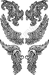天使翼和恶魔翼矢量插图背景图片