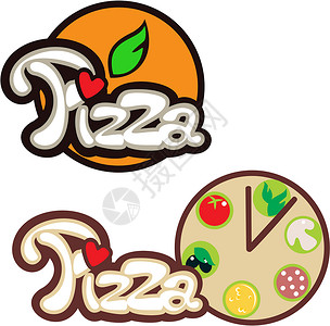 披萨比萨标签蔬菜红心字体背景图片