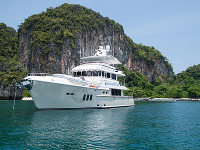 白色游艇热带岛屿豪华游艇背景