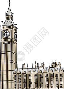 伦敦市伦敦大班文化游客国家旅游建筑插图收藏纪念碑联盟建筑学插画