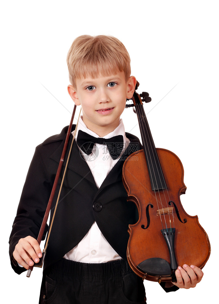 男孩装小提琴图片