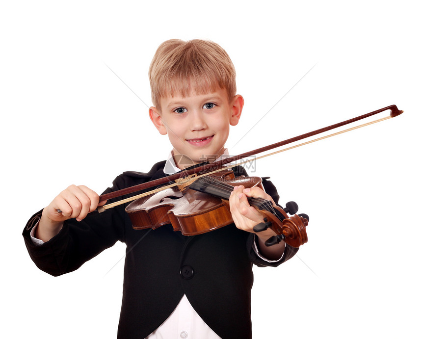 男孩小小提琴家乐器娱乐音乐白色青年小提琴提琴手小提琴家乐趣音乐家图片