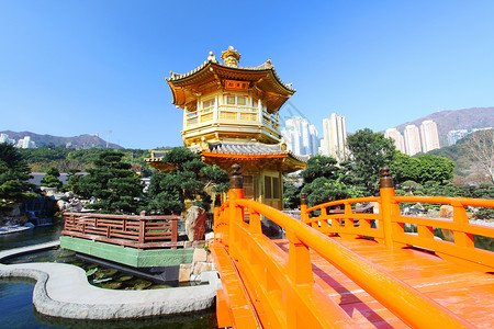 南里安花园的绝对完美之馆 洪洞佛教徒宗教寺庙旅游游客花园假期植物城市历史性背景图片