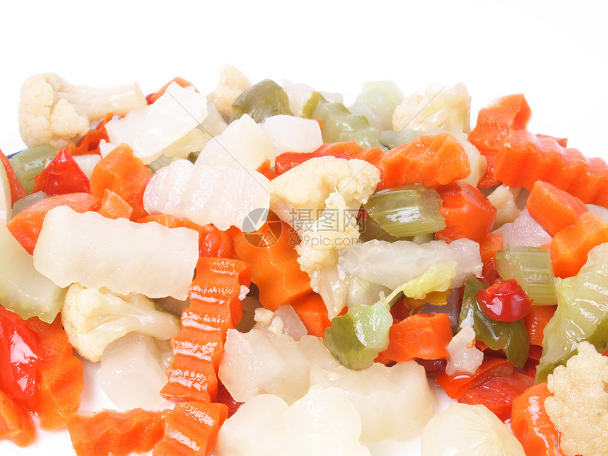 混合蔬菜洋葱萝卜白色沙拉菜花胡椒绿色宏观食物美食图片