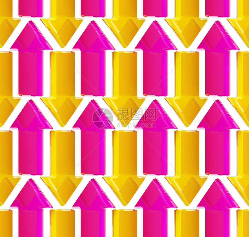 箭头制成的无缝背景背景商业紫色指针光标黄色马赛克反射团体运动战略图片