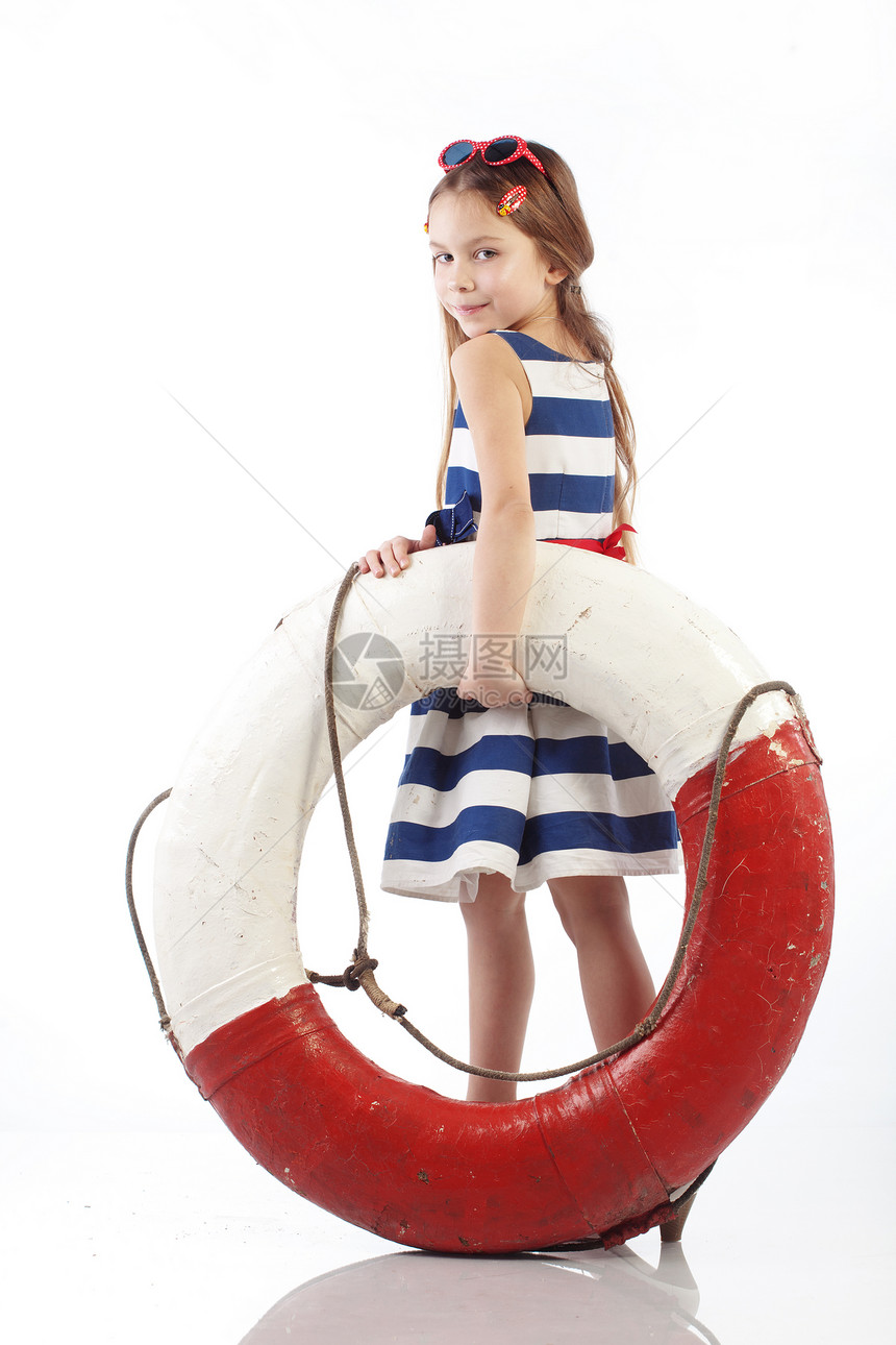 赛艇童年孩子衣服水手女孩海军工作室快乐救生圈裙子图片