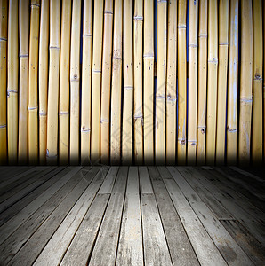 深室风格的竹墙 木地板阴影艺术石头材料木头竹子建筑建造房间公寓背景图片