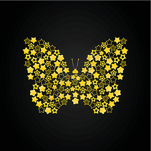 蝴蝶7胡子金子数字化卡通片君主插图昆虫黑色星星电脑背景图片