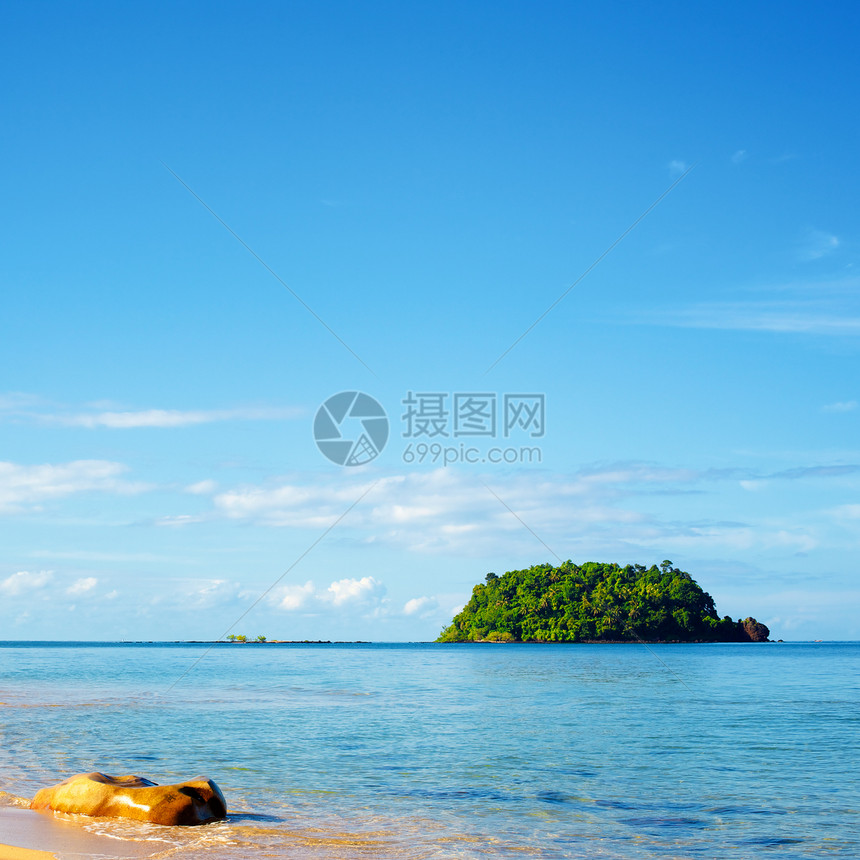 热带岛屿天蓝色海浪天堂地平线照片异国娱乐旅行支撑珊瑚图片