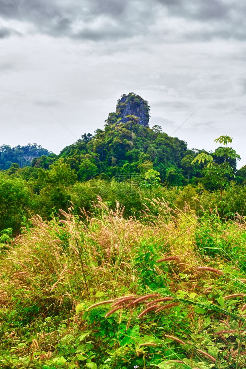 泰国山天空支撑旅游丛林森林国家悬崖农村热带晴天图片