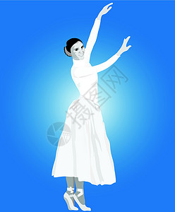 腰包舞蹈舞者眼睛蓝色裙子鼻子芭蕾舞芭蕾姿势女士袖子草图设计图片