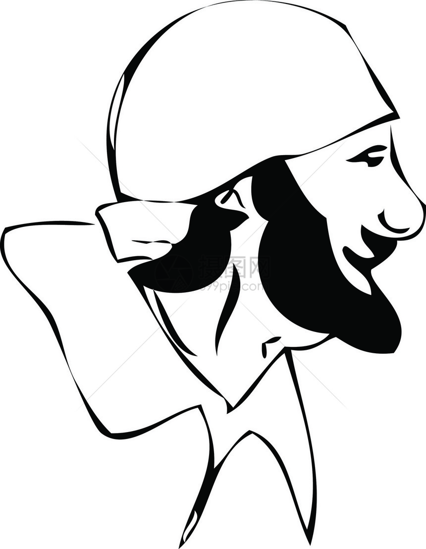 长胡子的男人黑与白围巾眼睛化妆品衬衫鼻子胡须脖子演员艺术家图片