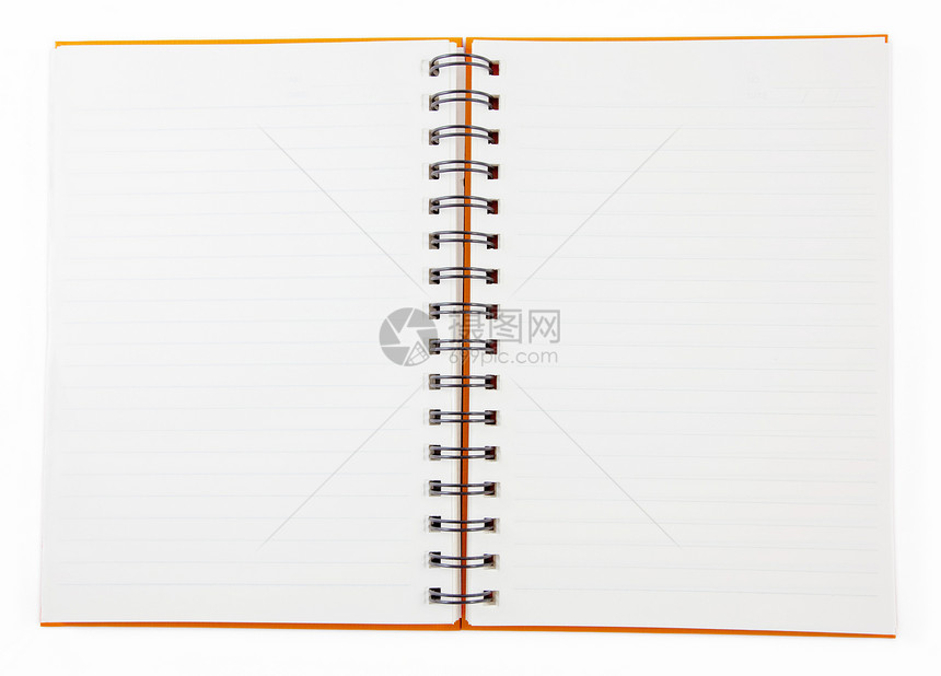 孤立的橙笔记本学习活页角落记事本办公室卷曲教育学校笔记文档图片