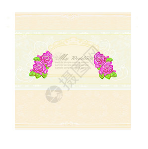 婚礼板kt旧花板框架邀请函绘画墙纸婚姻传统婚礼装饰品标签玫瑰卡片插画