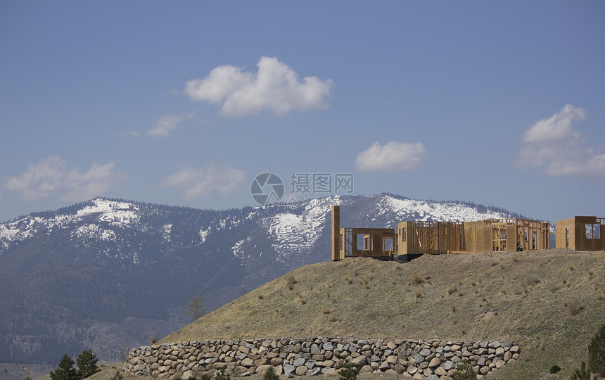 建造一个主建筑框架 建设雪山住宅山脉木头森林房子图片