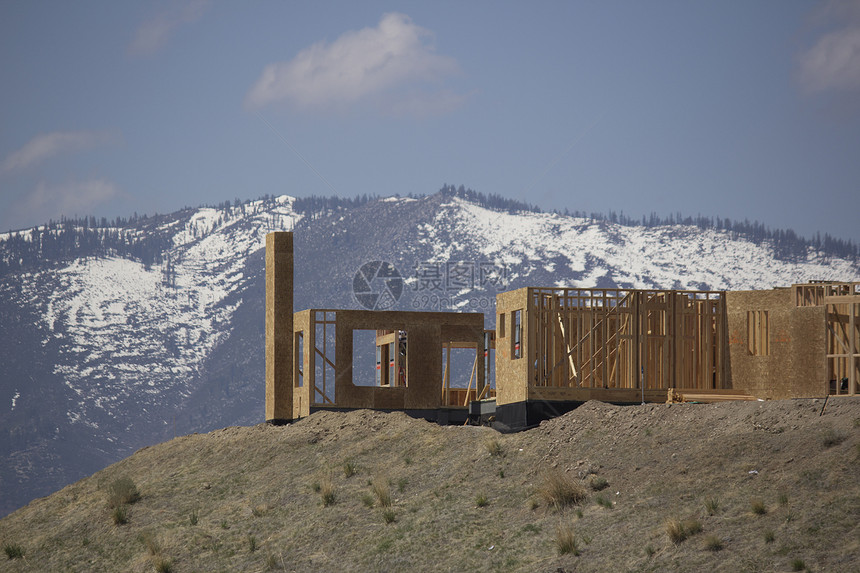 建造一个主建筑框架 建设雪山木头森林住宅房子山脉图片