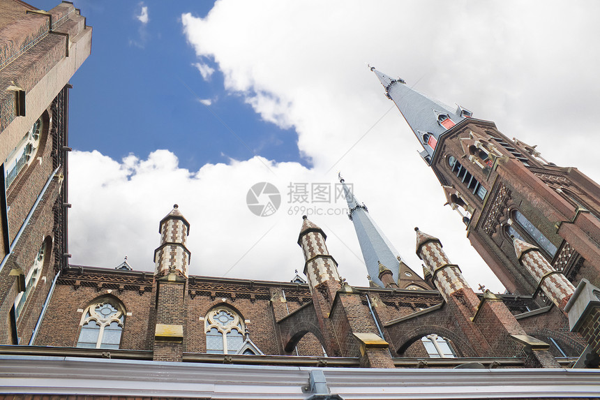 荷兰德尔夫特的教堂 荷兰宗教建筑物研究所历史城市建筑学地标蓝色画家家庭图片
