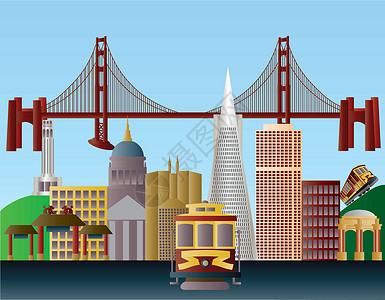 班斯科市旧金山市天际线插图插画
