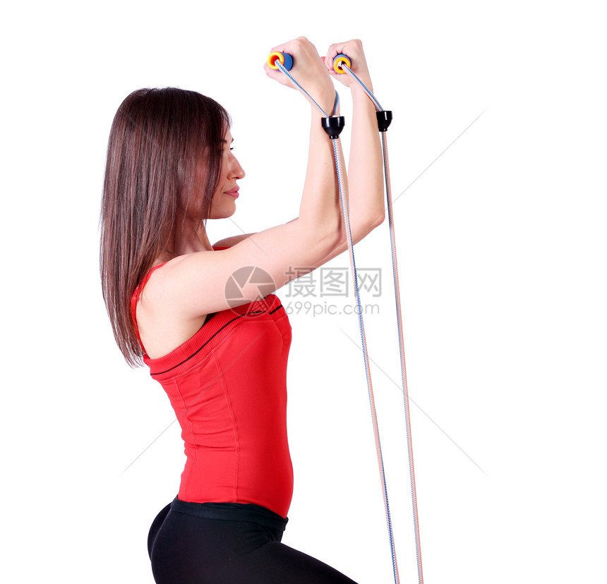 女生健身锻练肌肉成人活力讲师运动饮食体操健身房运动员平衡图片