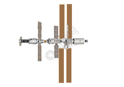 和平号空间站科学国际插画