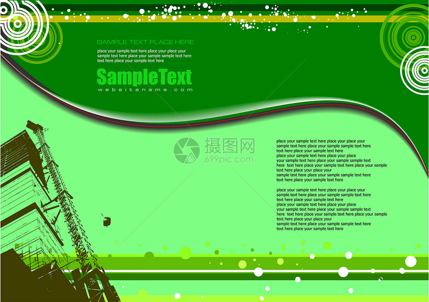 绿色背景 有线路和工业形象(页面或网站b)图片