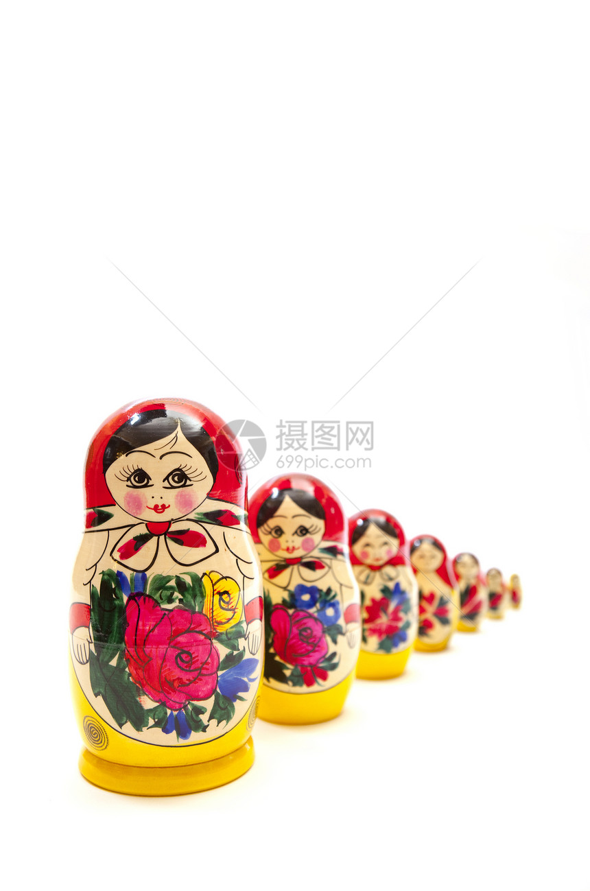 俄罗斯玩偶女性嵌套玩具木头头巾套娃女士工艺文化传统图片