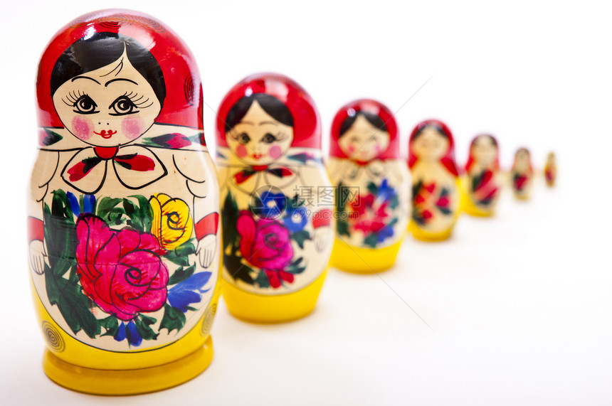 俄罗斯玩偶女士玩具头巾文化嵌套工艺娃娃传统女性木头图片