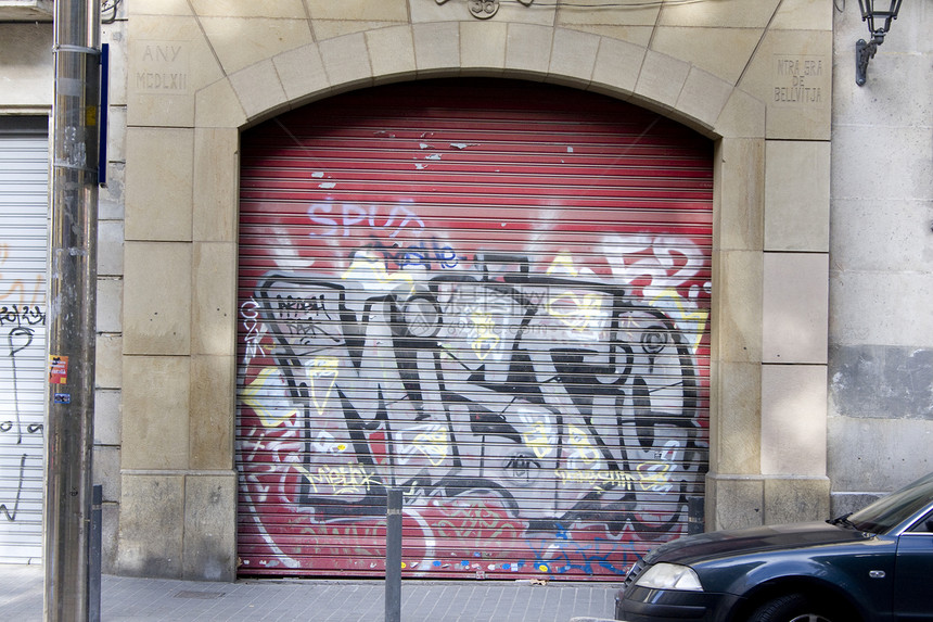 城市涂鸦建筑标签街道文化艺术红色图片