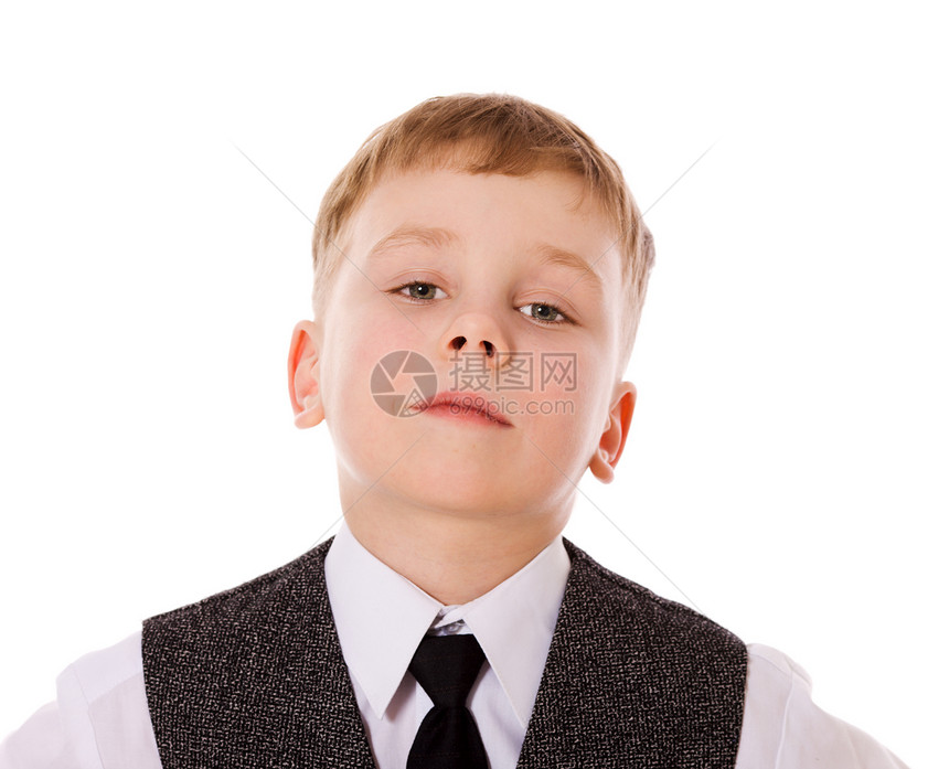 学校男生微笑白色悲伤智力衬衫头发思维青春期青少年男性图片