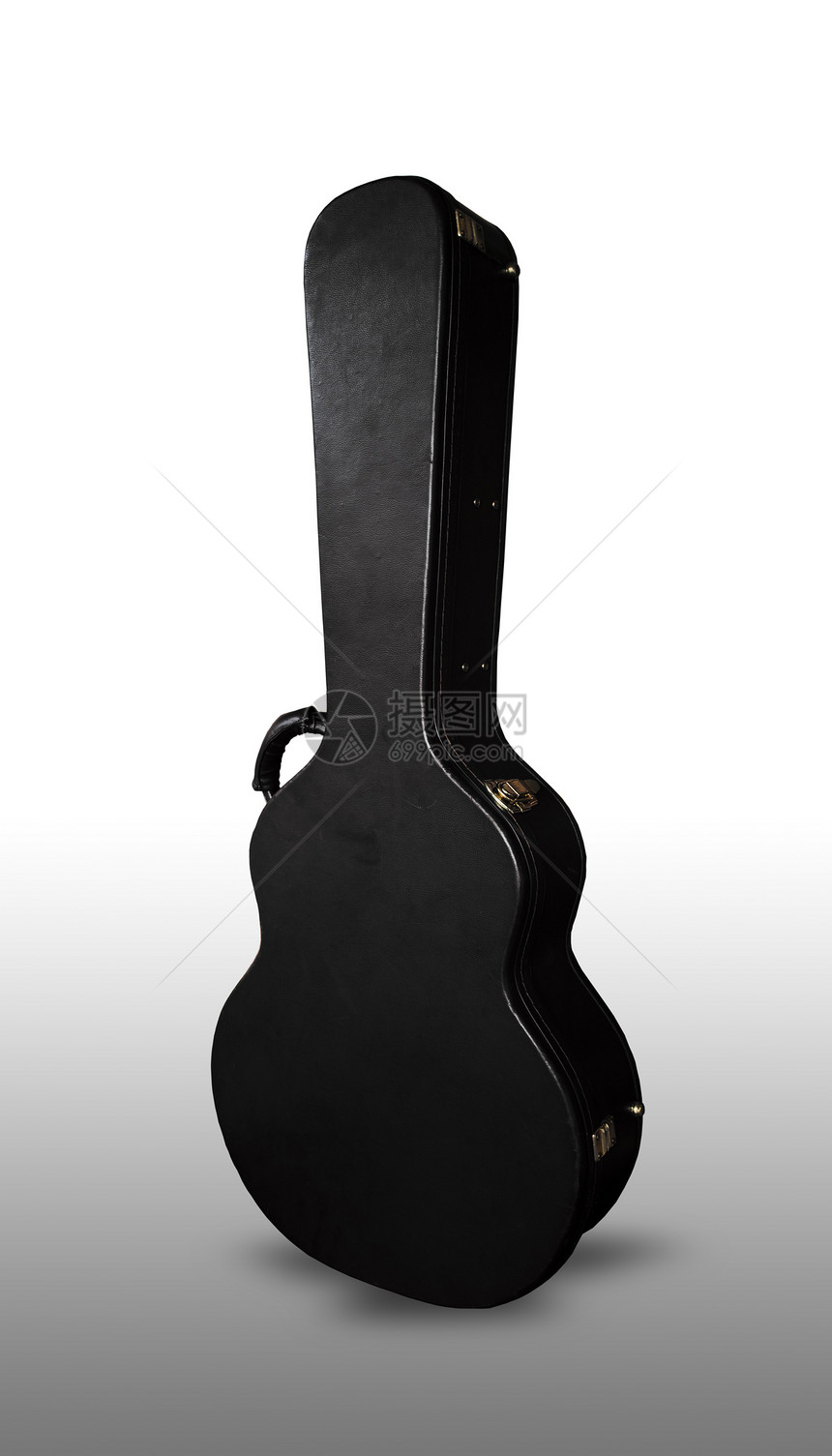 孤立的黑色吉他案图片