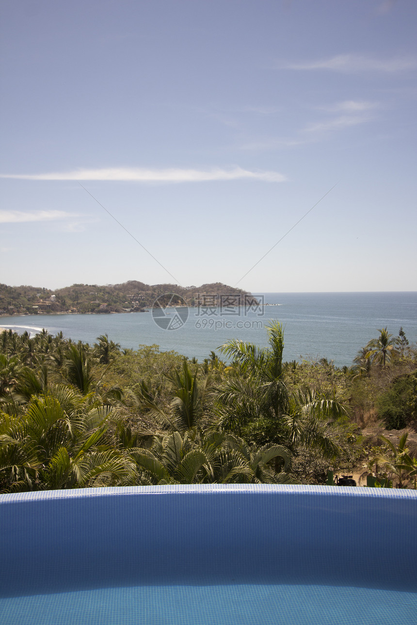 墨西哥别墅财富奢华颜色半岛海滩热带摄影蓝色房子游泳池图片