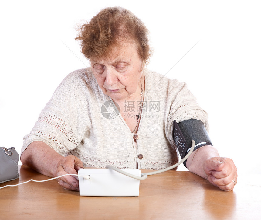老年妇女对她们施加了动脉压力医疗器械医学祖母动脉压药品疾病医疗程序退休女士图片