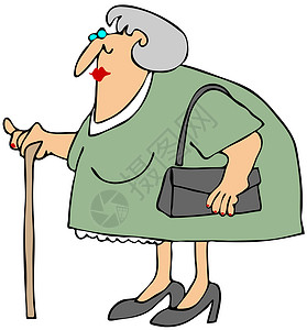 带拐杖的老女人背景图片