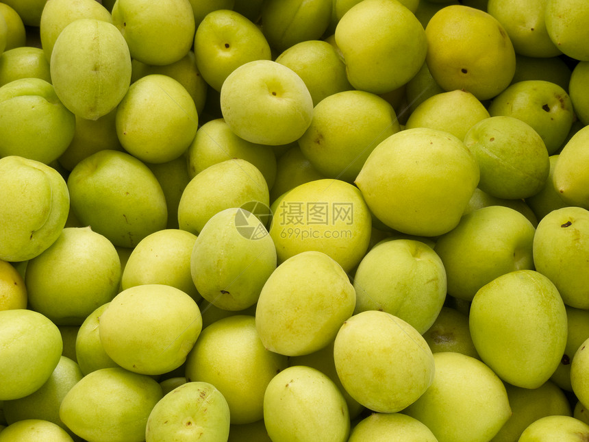 新鲜绿色梅花热团美食李子植物食品团体食物杂货店饮食水果维生素图片