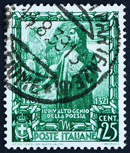 1938年意大利邮戳 意大利 但丁·阿利吉耶里 诗人背景图片