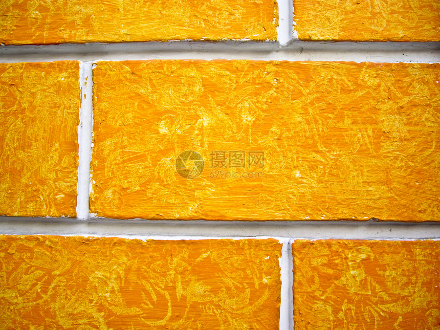 橙壁建筑殖民活力橙子砂浆建筑学黄色白色线条图片