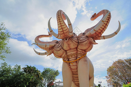 Erawan 纪念碑雕塑旅行神谕神话雕像声望气势女神宗教艺术背景