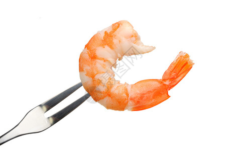 叉子上剥虾背景图片