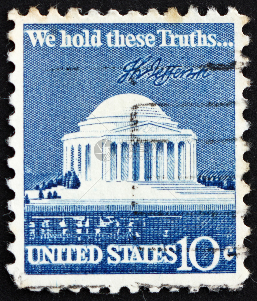 1973年美国邮戳 杰斐逊纪念和签署图片