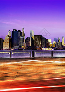 纽约州纽约市日落建筑学天空蓝色商业地标火灾旅行首都景观背景图片