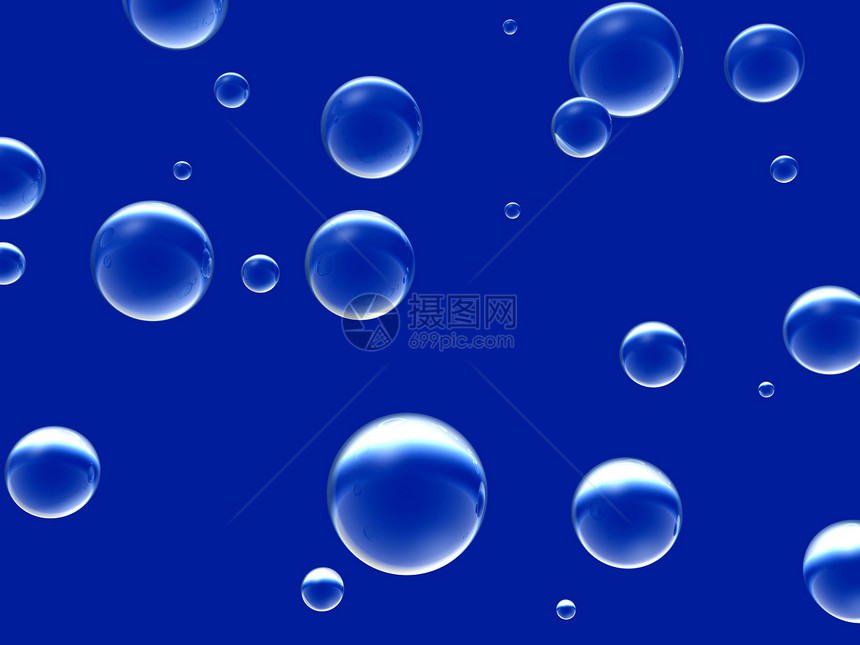深蓝背景下大量透明气泡的透明泡沫Name飞溅液体反射折射打扫实验室玻璃苏打天空嘶嘶图片