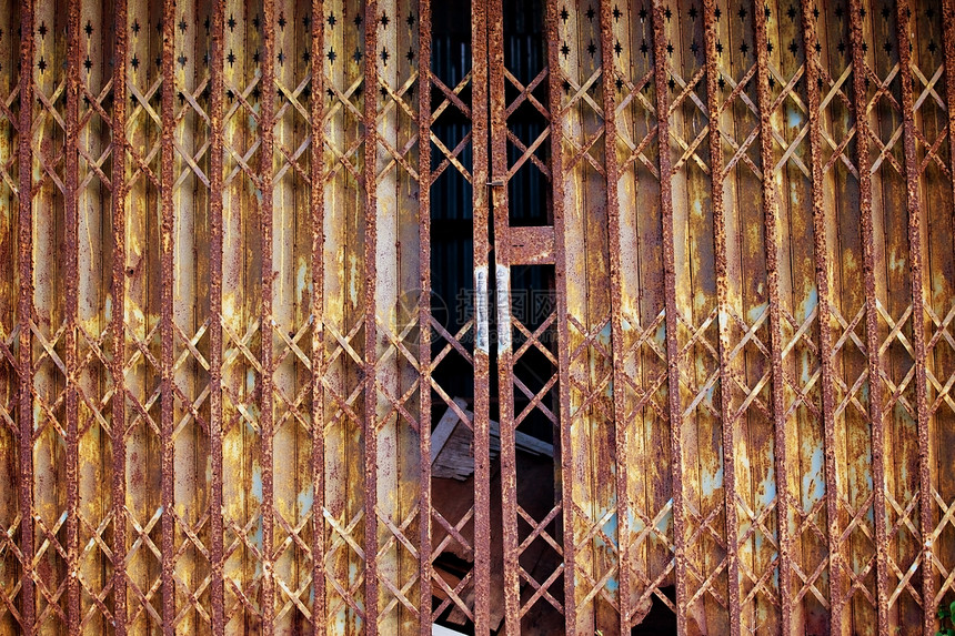 旧金属门控制板材料棕色工业灰色入口盘子工厂古董图片