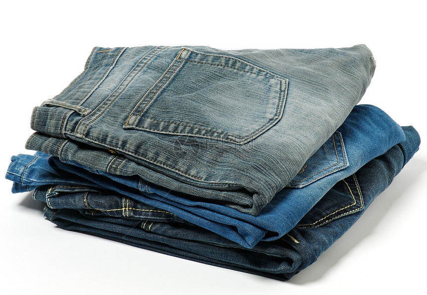牛仔裤堆口袋衣服服装折叠纺织缝纫蓝色青年工业纺织品图片