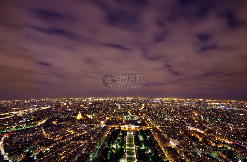 巴黎晚上场景城市全景天空纪念碑图片